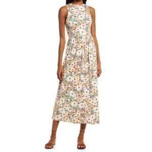 Fourteenth Place Midi Floral Print Cutout Dress  Size L NWOT